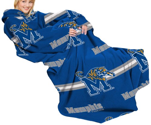 NCAA Memphis Tigers Officially Licensed Adult Comfy Throw with Sleeves, Stripes Design
