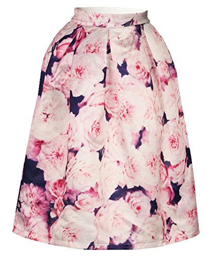Woxlica Women's Digital Print Pleated A Line Midi Skrit Multi-color