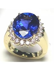 18K Yellow Gold Tanzanite and Diamond Ring -- LIFETIME WARRANTY