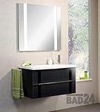 Badmöbelset 2 tlg. Vedro in Grafit glanz mit Glasintarsie Schwarz rechts vormontiert