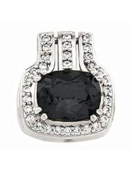 14K White Gold Antique Cushion Cut Onyx and Diamond Pendant -- LIFETIME WARRANTY