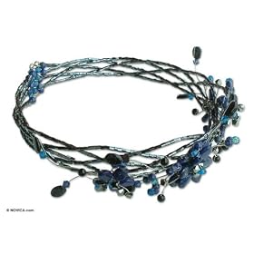 Lapis lazuli choker, 'Three Blue Blossoms' by Lazuli
