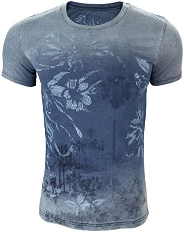 Rass Indigo Crewneck T-Shirt - Men's Tee Shirts MJI3366-MEI-L