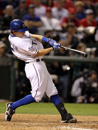 San Francisco Giants v Texas Rangers, Game 3: Ian Kinsler Photographic Poster Print by Ronald Martinez, 9x12