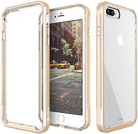 iPhone 7 Plus Case,Slim fit Sinabro Premium [Clear Bumper] Crystal Back [Dual protection Series] for iPhone 7 Plus (2016) (Gold)