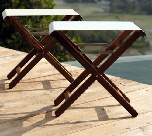 Teak Side Table and Foot Rest