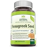 Herbal Secrets Fenugreek Seed Supplement - 610mg Capsules Made with Pure Seed Extract - 180 Pills Per Bottle - All Natural Supplements to Support Healthy Lactation, Digestive Health and Overall Well-being