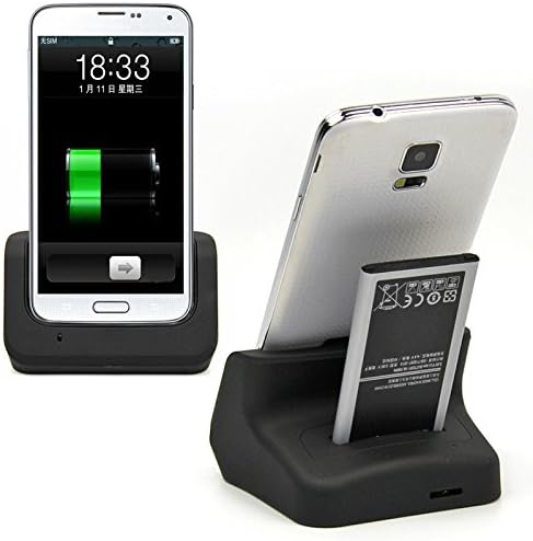 Dual Sync Phone Desktop Battery Charger Dock Station Cradle For Samsung Galaxy S5 i9600 (black)