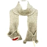 Winter Hand Knit Monkey Animal Face and Tail Long Scarf Shawl Ski Hat with Pockets