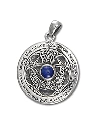 Sterling Silver Large Moon Pentacle with Blue Sapphire by Dryad Design