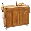 Kitchen Cart with Natural Wood Top- Cottage Oak