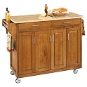 Kitchen Cart with Natural Wood Top- Cottage Oak