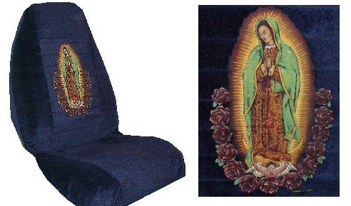 Virgin Mary Car Truck SUV Lady of Guadalupe Print Seat Covers 2 Dark Blue Universal Vehicle Bucket Seatcovers