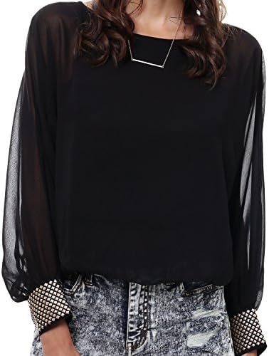 11 FOXY Women Chiffon Sheer Layerd Tank Blouse BLACK SMALL