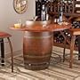 Vintage Oak Half Wine Barrel Bar & Stools with Leather Seats