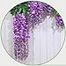 FatColo 12-Piece Artificial Wisteria Vine Ratta Silk Flowers, 3.4-Feet, Purple
