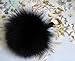 AURORA168 Real Fox Fur Pom Pom Ball Keyring / Bag Purse Charm Gold Ring (S Black)