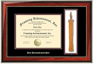 Personalized Gold Embossed Tassel Diploma Frame - Double-matted - University Diploma Frame With Graduation Tassle Box With Personalization By Gold Embossing
