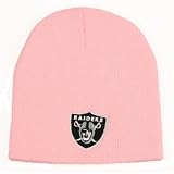 Oakland Raiders Uncuffed Embroidered Logo Winter Knit Beanie Hat - Pink