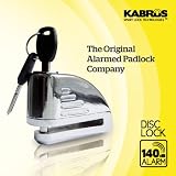 Kabrus Alarmed Disc Padlock / Motorbike Disc Alarm Lock / Secure Motorcycle Motor Bikes Scooter Bicycle 140 Db