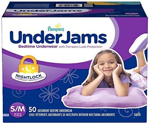 Pampers Underjams Absorbent Nightwear Size 7, Big Pack Girl, 46 Count New by Underjams