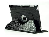Produkt-Bild: iPad 3 Case Leder H&uuml;lle Tasche Zubeh&ouml;r CROCO Folio Cover Smart 360&deg; Luxus *schwarz