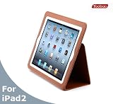 AYL® 100% Premium Genuine Slim Leather Case Folio with Magnetic Closure and 3-in-1 built-in Stand for Apple Ipad 2nd Generation Tablet (Brown)