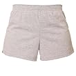 Heather Gray solid color exercise sport shorts for women and girls. Covered elastic waist & vents.