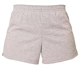 Heather Gray solid color exercise sport shorts for women and girls. Covered elastic waist & vents. 5 Adult sizes