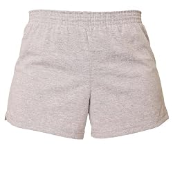 Heather Gray solid color exercise sport shorts for women and girls. Covered elastic waist & vents.