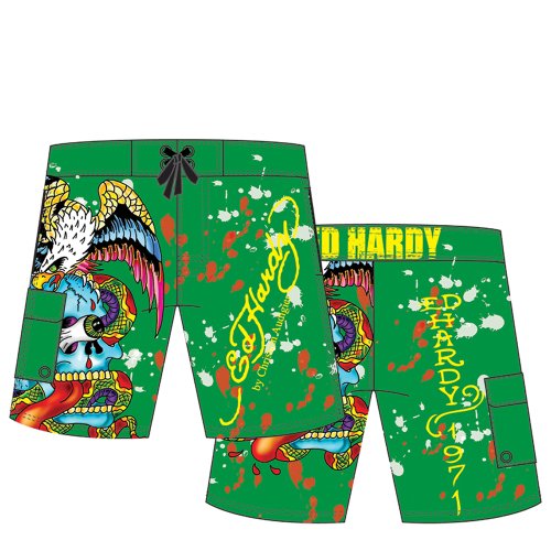 Ed Hardy Boys Swim Board Shorts - Marine