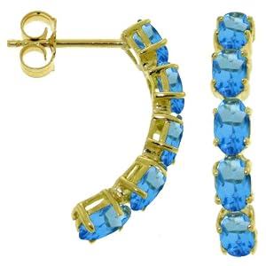 14k Gold Pin Earrings with Genuine Blue Topaz by 