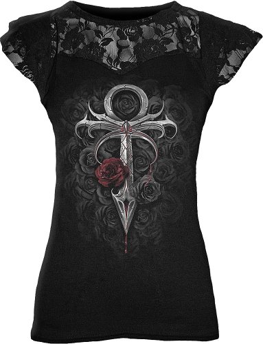 Spiral - Womens - VAMPIRE'S KISS - Lace Layered Cap Sleeve Top Black