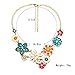 Fit&Wit Golden Tone Resin Flower Statement Fashion Necklace Multicolor
