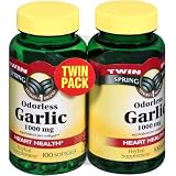 Spring Valley - Odorless Garlic 1000 mg, Twin Pack, 200 Softgels, 100 Ct Each Bottle