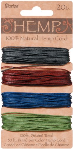 Hemp Cord 20# 120 Feet/Pkg-Earthy Pastels