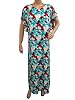 Bohemian Kaftan Patio Wear Blue Floral Print Stretchable Cotton Caftan Maxi Dress