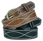 Men's Harness Leather Work Belt 1 1/2" w/ Decorative figure 8 stitching. Brown, Size 52