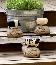 3 Assorted Farm Animals on Stone