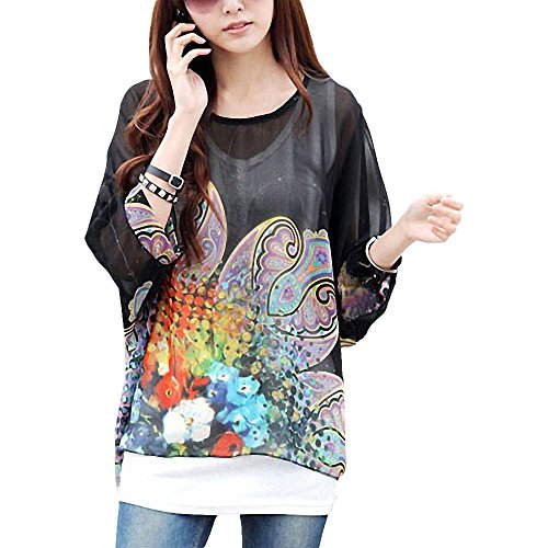 (ミネトメ)Minetom レディース 女性 夏 日焼け止め ボヘミア ヒッピー ドルマンスリーブ シフォンチュニック 30スタイル選択可能