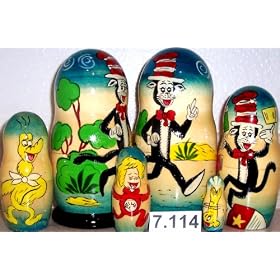 Russian Nesting Doll Cat in the Hat 5 Pc 7 in #7.114 by 