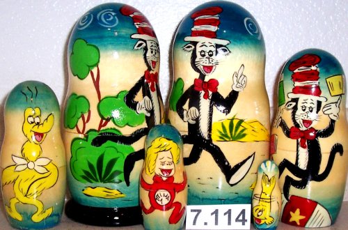Childrens Toyshop  Toys : Russian Nesting Doll Cat in the Hat 5 Pc / 7 in #7.114