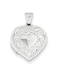 14k White Gold Heart Locket. Metal Wt- 0.74g