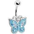 Aqua Cz Flutter Butterfly Belly Ring