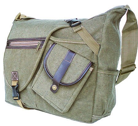 Military Inspired Canvas Crossbody Messenger Bag Laptop Case Backpack Olive Drab