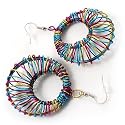 Funky Multicoloured Wire Hoop Earrings