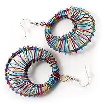 Funky Multicoloured Wire Hoop Earrings