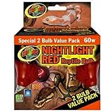 Zoo Med Nightlight Reptile Bulb, 60-watt, Red, 2-Pack