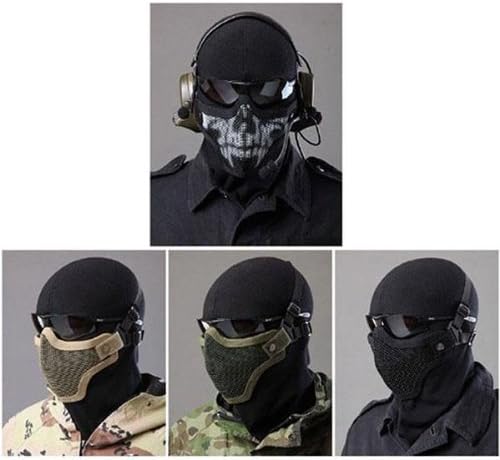 Tactical Equipment Paintball Strike Steel Half Face Mask for Airsoft (Two Belt Version) 6 Colors