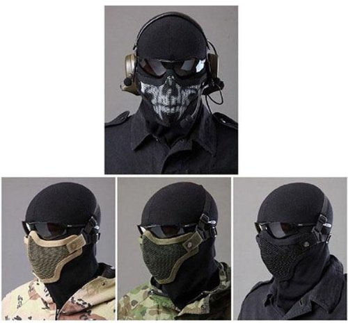 Tactical Equipment Paintball Strike Steel Half Face Mask for Airsoft (Two Belt Version) 6 Colors